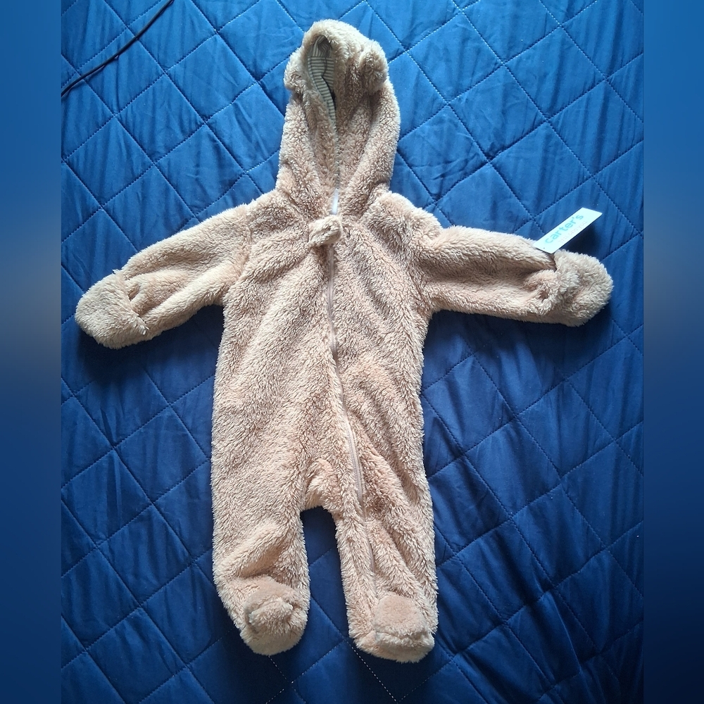 Adorable Tan Fleece Baby Footie